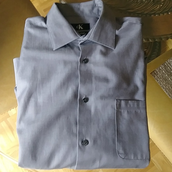 Calvin Klein regular fit no Iron button down shirt gray 16.5 Large - Picture 7 of 8